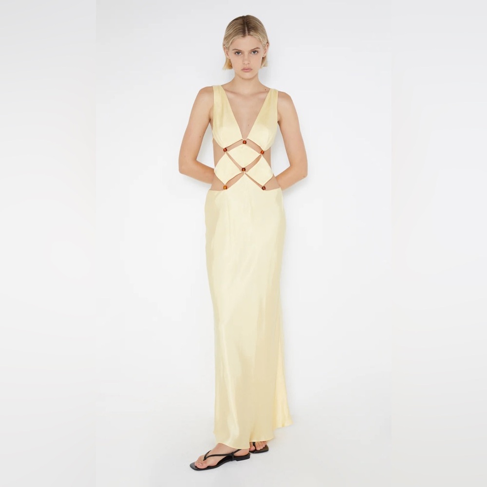 Bec & Bridge Agatha Diamond Butter Yellow Dress